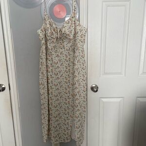SHEIN Floral High Low Dress - Cream and Blue